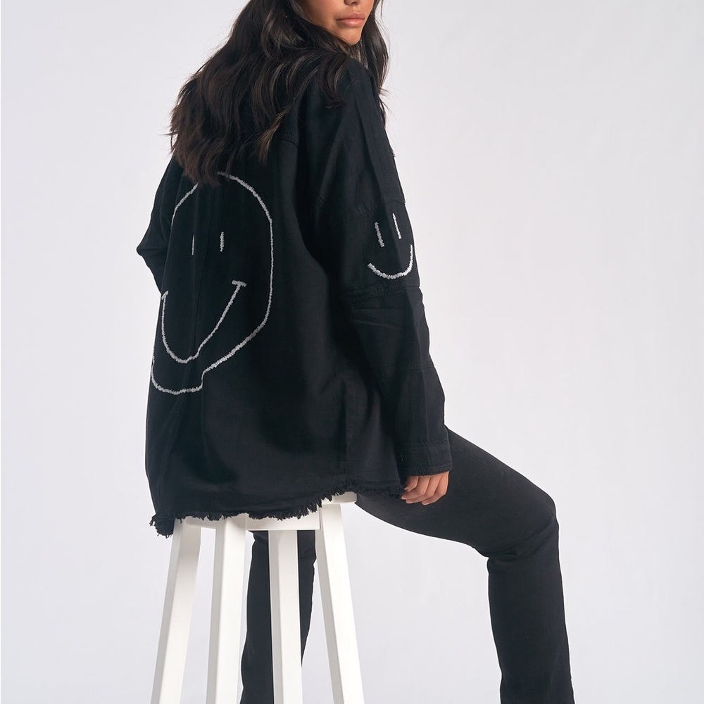 Elan Dolly Jacket Black Smiley Face Jacket